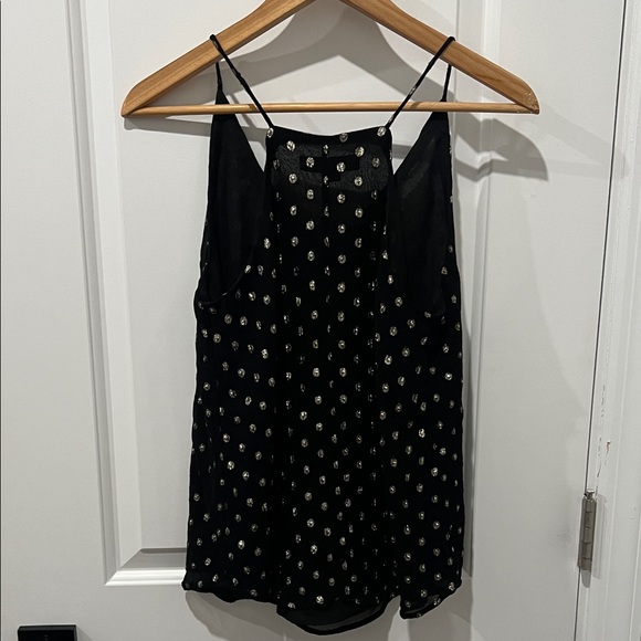 LOFT Black Camisole with Metallic Gold Dots, Size Small Petite - Picture 6 of 8